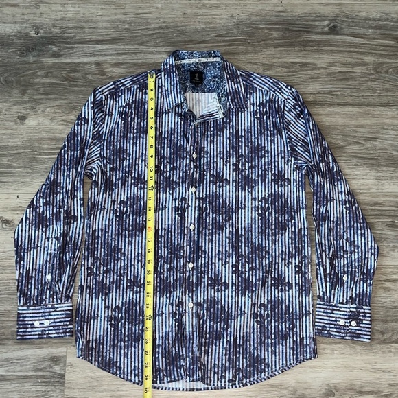 Men's Blue Patterned Shirt - Picture 4 of 7